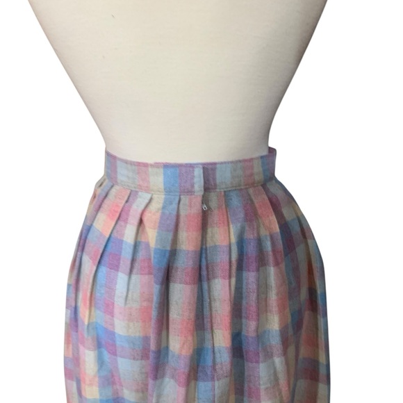 Vintage homemade pastel rainbow plaid midi skirt size 6 - Picture 4 of 6
